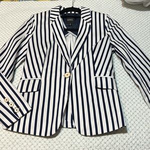 XOXO Nautical Navy White Striped Juniors Blazer XS NWOT